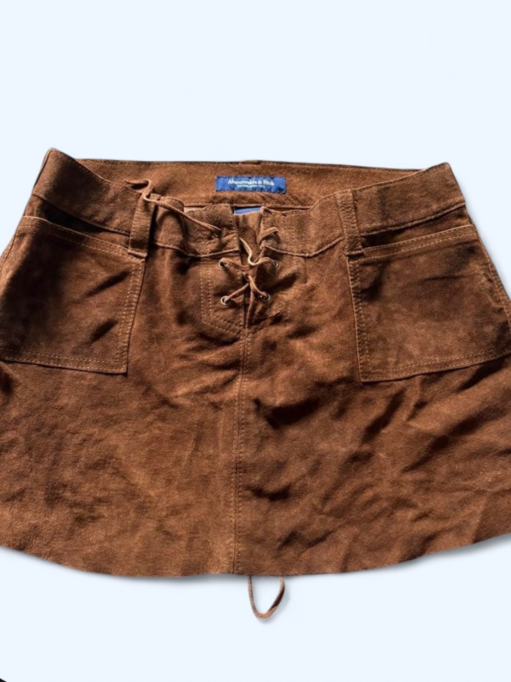 Vintage Y2K Abercrombie & Fitch 100% Leather Brown Mini Skirt Size 0